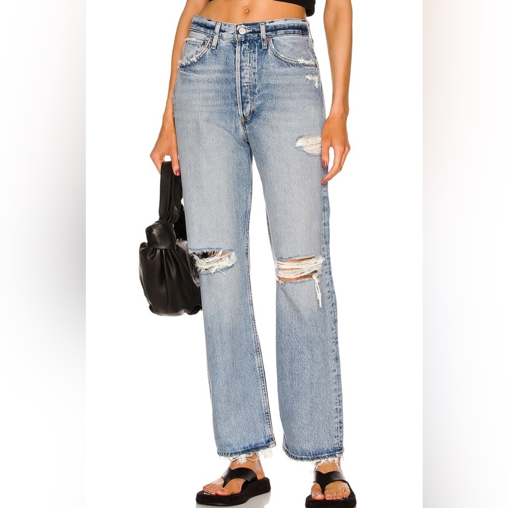Agolde 90s Distressed Jeans Straight Leg Loose Fit Sz 24 EUC